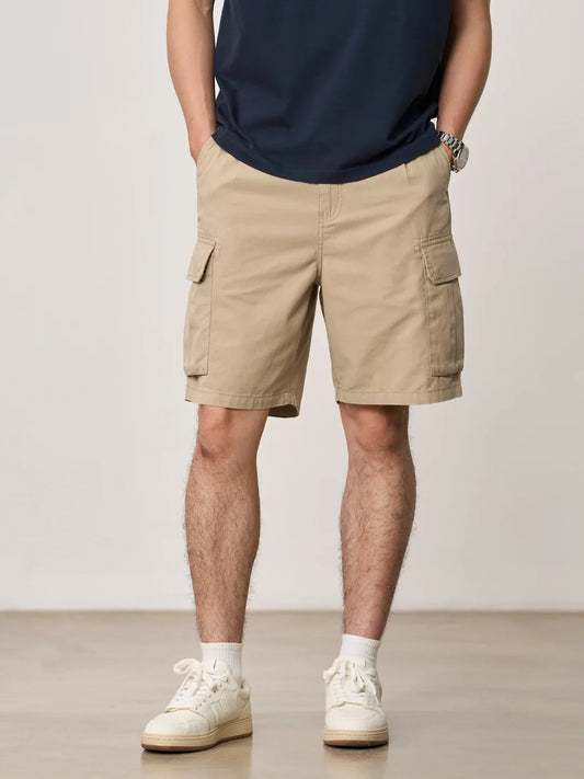 2026 Summer New Oversize 215gsm Tencel Lyocell Blend Fabric Cargo Shorts Men Fashion Outdoor Wear