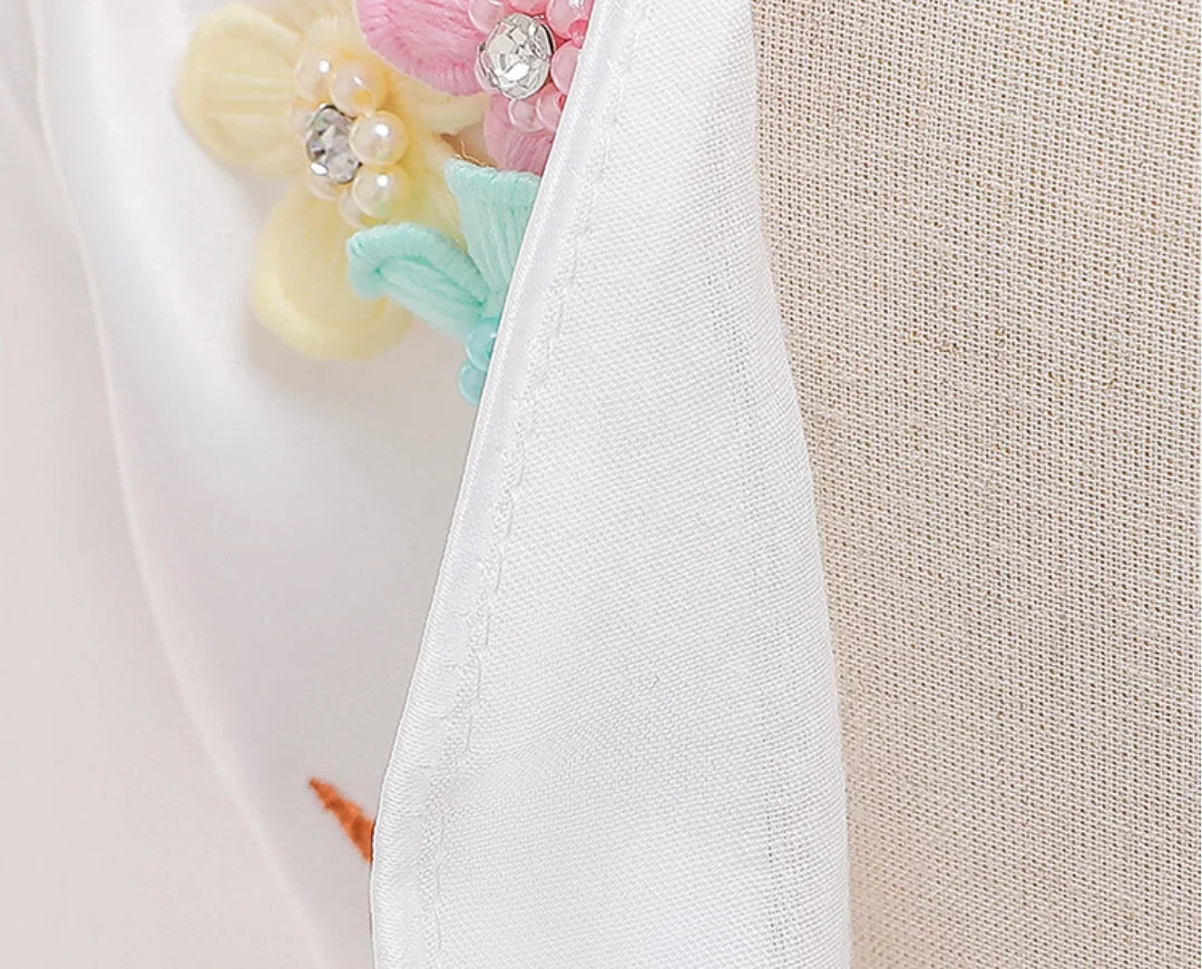 Dreamy Girl Embroidery Sleeveless Unicorn Mesh Princess Dress With Hair Hoop Wing For Kids Party Performance Birthday Gift 2-10T