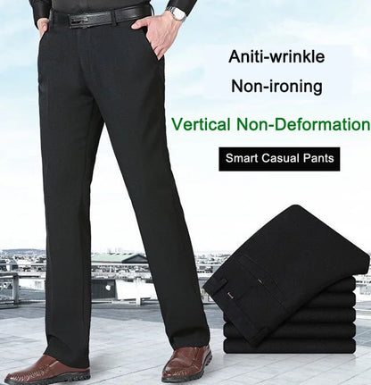 Mens Autumn Thick Summer Thin Business Pants Loose Male Pant High Waist Straight Trousers Casual Fashion Pant Plus Size 28-40