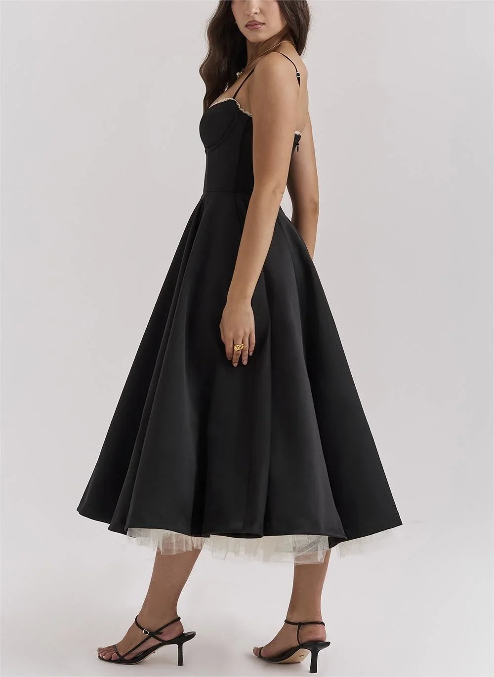 Double Layer European And American Women's New Best-Selling New Type SlingVCollar Sleeveless Dress Pettiskirt Long Skirt