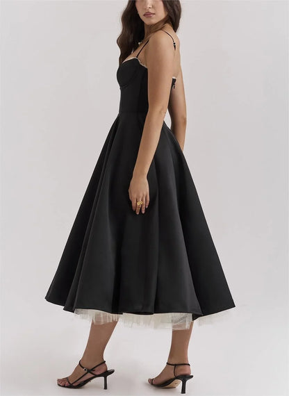 Double Layer European And American Women's New Best-Selling New Type SlingVCollar Sleeveless Dress Pettiskirt Long Skirt