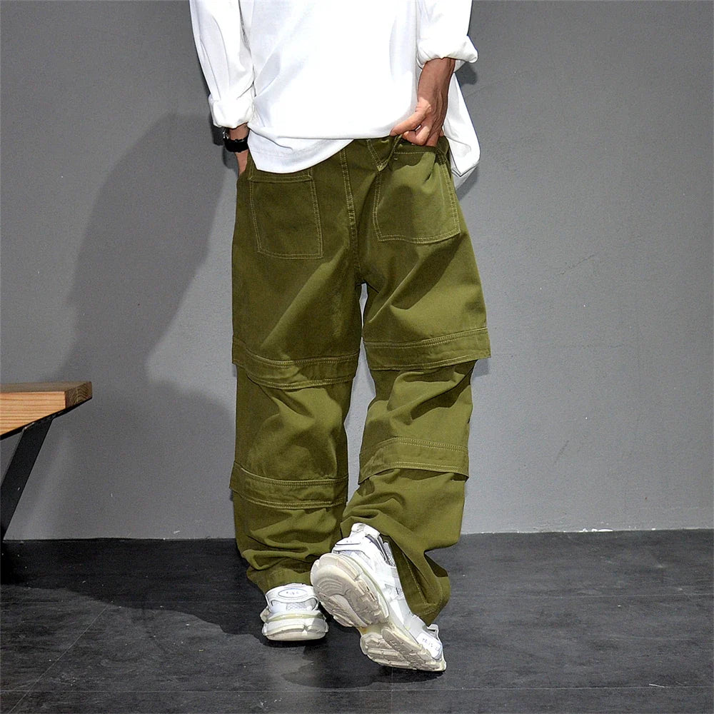 High Quality Army Green Cargo Pants Men American Vintage Hip Hop Plus Size Skateboard Pants Harajuku Casual Cotton Trousers Male