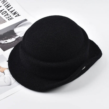 Women Elegant Party Formal Fedora Hat Winter Dome Basin Hat  Female Fashion Headwear