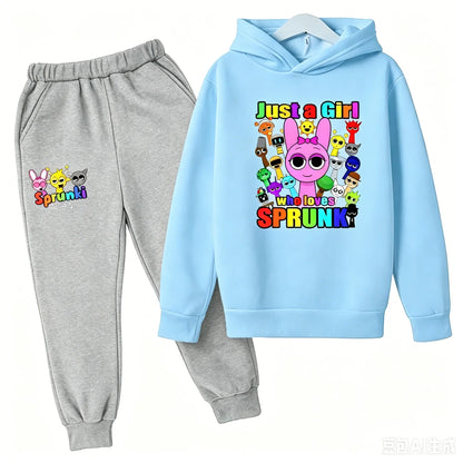 Sprunki Kids Clothes Hoodie+pants Age 2-12 Boy Girl Incredibox Anime Figures Sweatshirt Spring Autumn Pullover for Children Sets