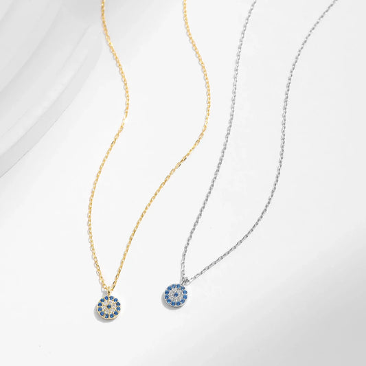 Blue Eye Necklace 925 Sterling Silver Zirconia Eyes Pendant Necklaces Trendy Link Chain Jewelry Gifts For Women Girls