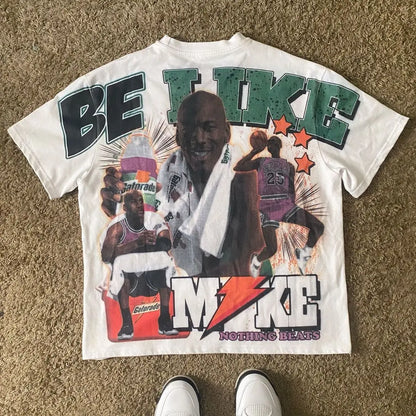 Men's Y2K T-Shirt Basketball Graphic Street Hip Hop Goth Summer Y2K Print Harajuku Short Sleeve Cotton Top Oversized T-Shirt Set