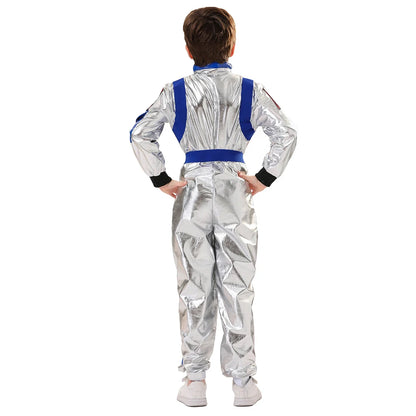 Kids Astronaut Costume Silver Astronaut Cosplay Fantasia Disguise Children Jumpsuit Spaceman Outfits Hallowee Carnival Suit