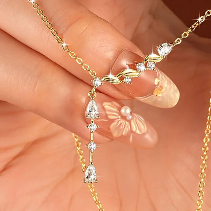 Marquise/Round/Rectangular Cut Moissanite Pendant Necklace For Women Three Stone Irregular Moissanite Diamond Necklace