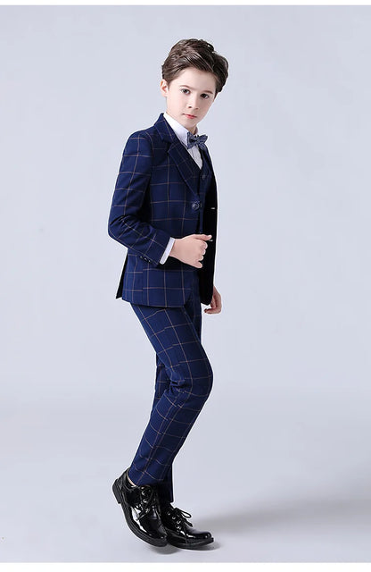 Top Quality Big Boys Suit For Wedding Teenager Kids Formal Tuxedo Dress Children Photograph Blazer Party Performance Costume