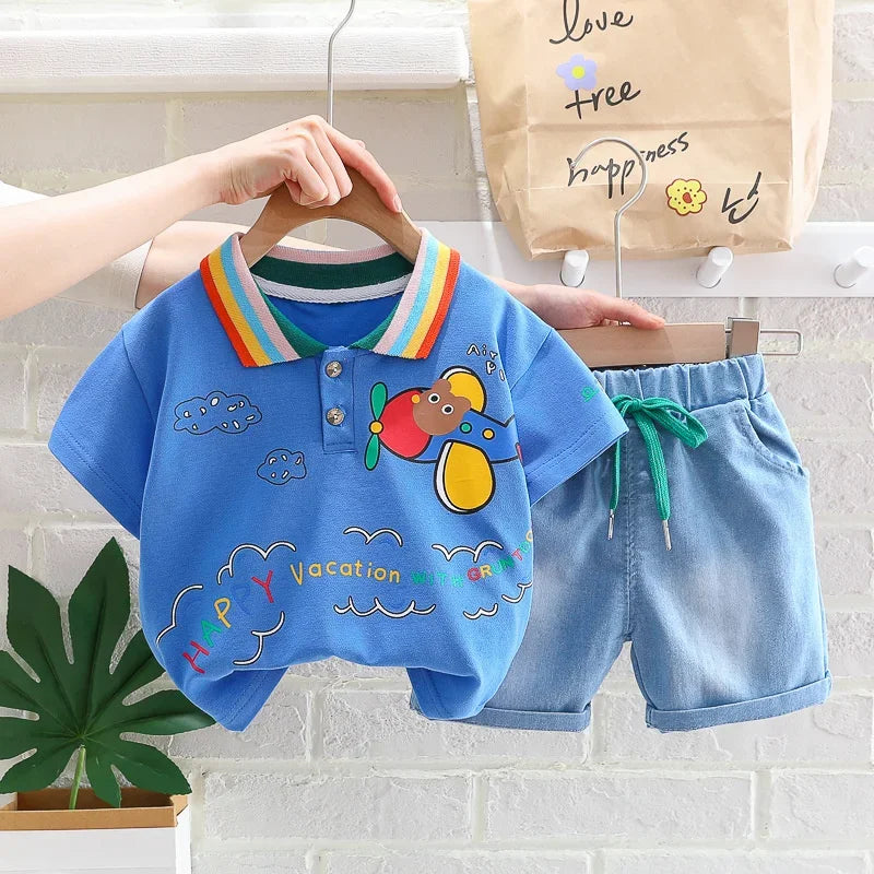 New Summer Baby Girls Clothes Suit Children Boys Fashion T-Shirt Shorts 2Pcs/Sets Toddler Casual Cotton Costume Kids Tracksuits