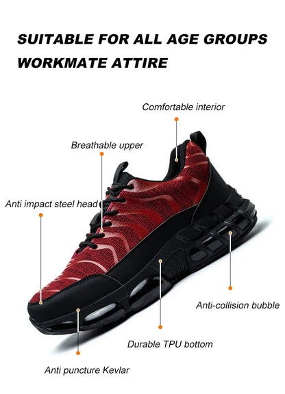 New 2024 Fashion Steel Toe Work Safety Shoes For Men Anti-smash Anti-puncture Indestructible Sneakers Protective Male Footwear