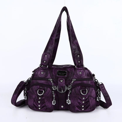 Women Handbags Fashion Satchel Top-handle Handbag PU Shoulder Bag 10.6"x8.3" Dumpling Pack Multi-pockets Shoulder Bags