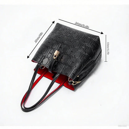 Women's Large Capacity Embossed Shoulder Bag Solid Color with Simple Texture Minimalist Design 2026 Trendy Fashion Commute
