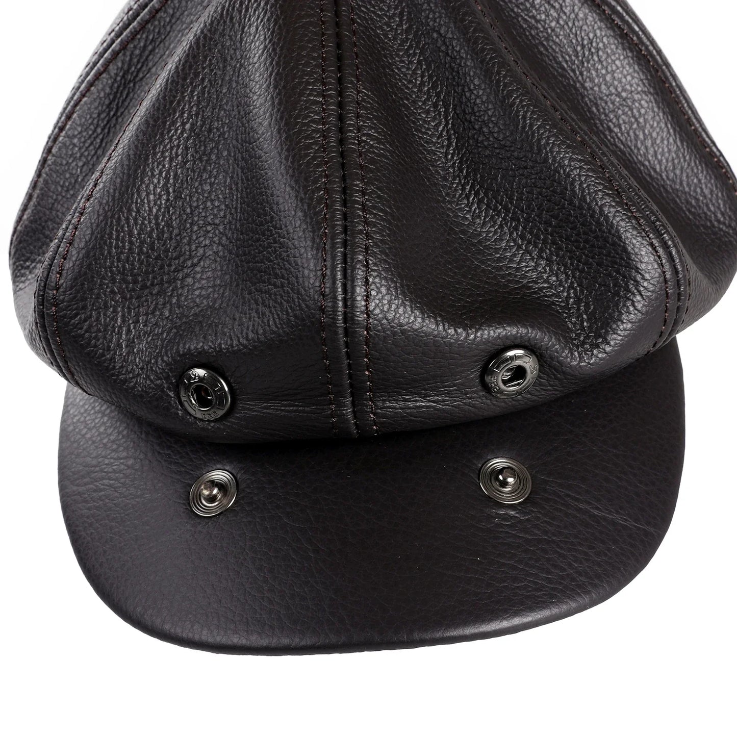Men's Newsboy Flat Cap 100% Genuine Cowhide Leather Gatsby Ivy Golf Cabbie Driving Hat 8 Panels Classic Design