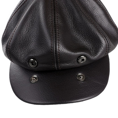 Men's Newsboy Flat Cap 100% Genuine Cowhide Leather Gatsby Ivy Golf Cabbie Driving Hat 8 Panels Classic Design