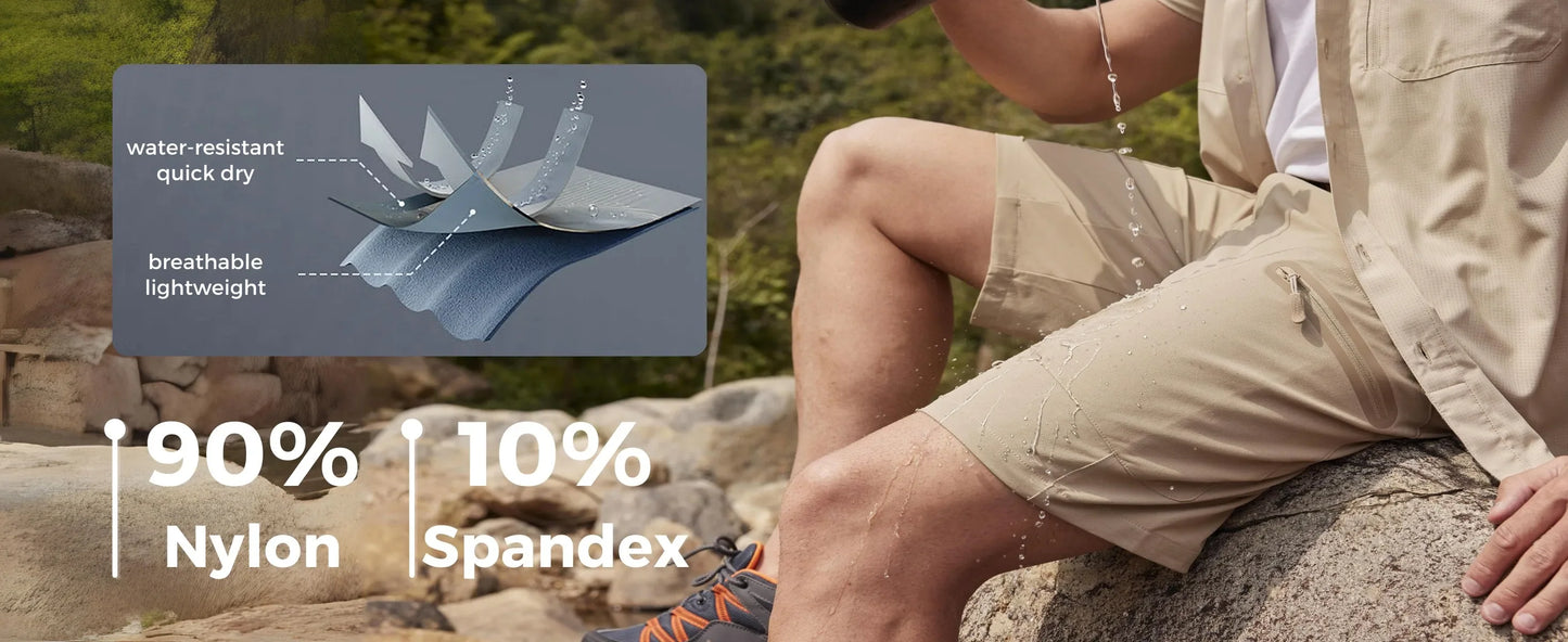 Summer Cargo Shorts Men's Quick Dry Hiking Fishing Shorts Multi-pockets Stretch Waist Casual Shorts Outdoor Male