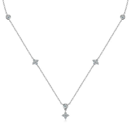 Rose Gold Four Leaf Clover Moissanite Necklace 925 Silver Plated 18k Yellow/White Gold Diamond Choker Chain for Women Jewelry