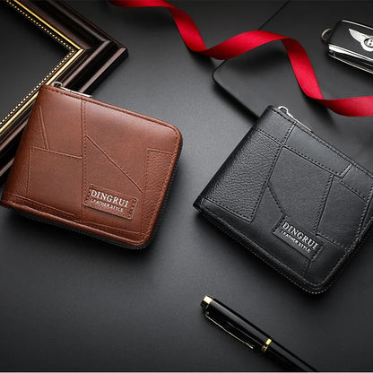 New style wallet for men and women, long single zipper handbag, fashionable and retro patchwork, large capacity purse, loose cha