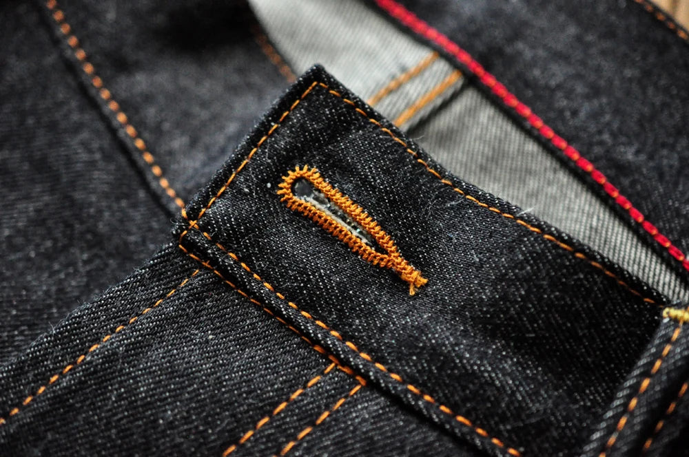 Mens Jeans Boxing Selvedge Denim Jeans Color Cotton Jeans for Men Silver Buttons Taper Fit  12.5 Oz