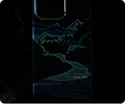 Abstract Landscape Relief for MagSafe Phone Case for iPhone 16 15 14 Pro Max 17 Wireless Charge Alloy Lens Shield Hard PC Cover