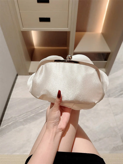 New Dinner Bag Flower Clutch Bag White Romantic Wedding Bridesmaid Bag Dress Prom Bag Party Bag