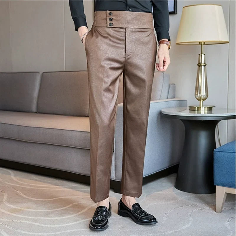 High-end Fashion Glossy Jacquard Design High Waisted Trousers Neapolitan Draped Casual Business Formal Office Social Suit Pants