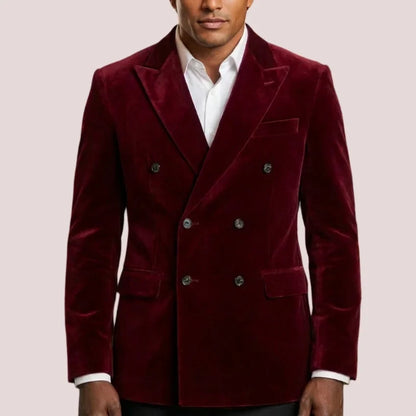 Velvet Blazer for Man 1 Piece Double Breasted Peak Lapel Men Suit Jacket Male Fashion Slim Fit for Dinner Party XS-5XL