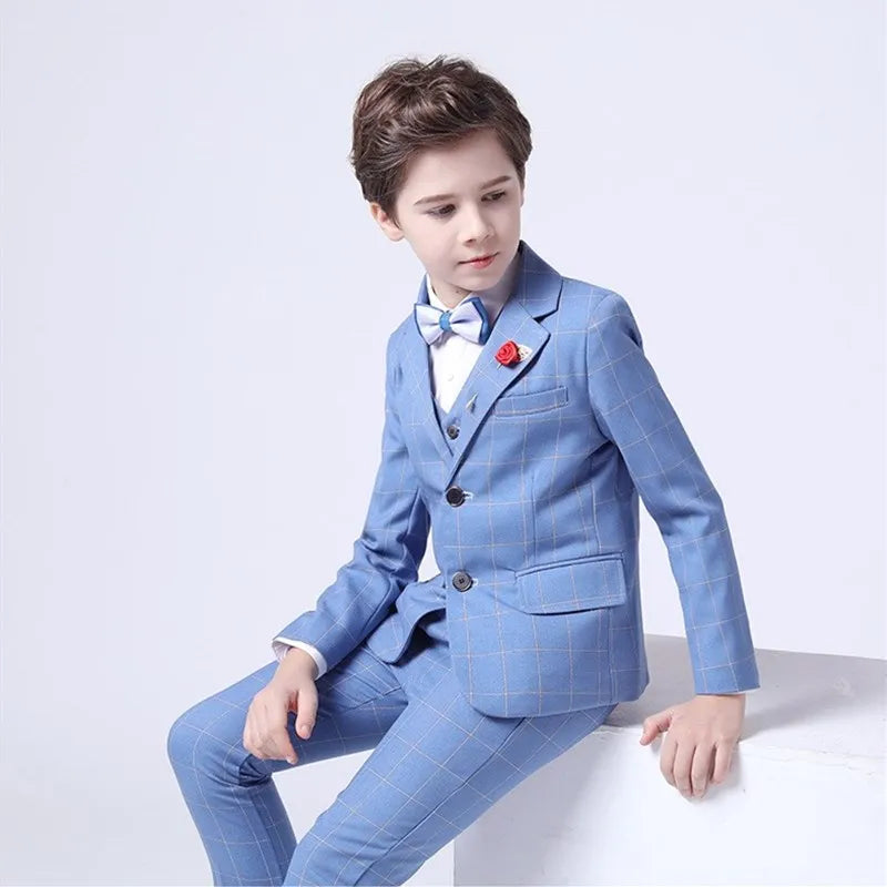 Top Quality Big Boys Suit For Wedding Teenager Kids Formal Tuxedo Dress Children Photograph Blazer Party Performance Costume