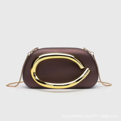 Classic round Box Handheld Dinner Bag Miniature Retro Metal Handle Chain Shoulder Strap Crossbody Bag Street Trend Hard PU Bag