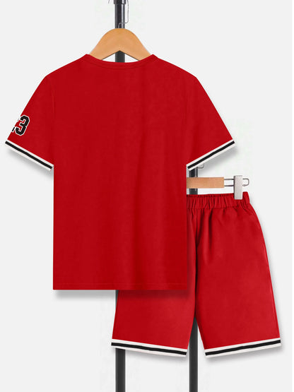 Spring Summer Boys Big Kids Sports Short Sleeve Shorts Set for Outdoor Casual Wear Fashionable Comfortable Versatile Outfit