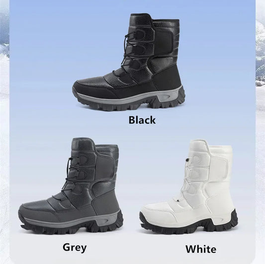 New Warm Men Plush Snow Boots High Top Winter Men's Boots Waterproof Winter Motorcycle Boots Outdoor Anti-Slip Men Hiking Boots