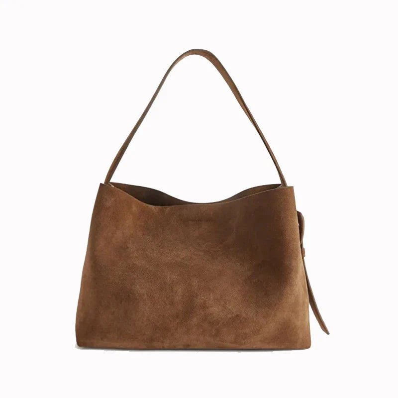 Luxury Genuine Leather Women Bags 2025 Spring Cow Suede Shoulder Bags Women Retro Gold Buckle Large Capacity Totes Lady Handbags