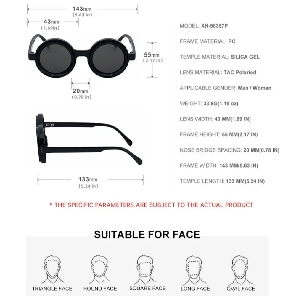 Fashion ND2-400 Adjustable Dimming Glasses 9 Level ND Filter Polarized Sunglasses UV400 Round Fishing Sunglasses Driving