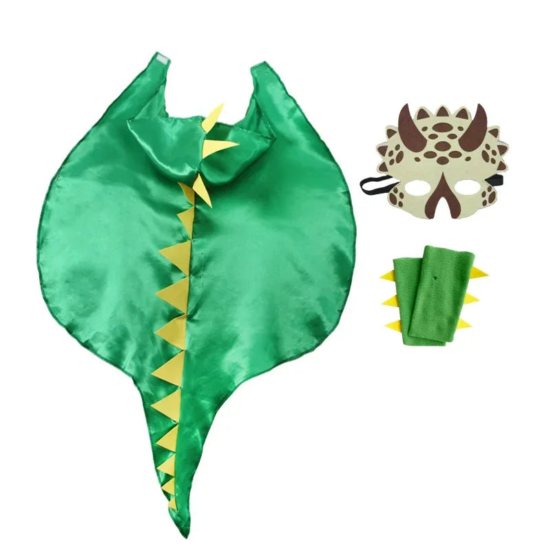 Boys Girls Dinosaur Cape Dragon Hooded Cloak for Kids Halloween Costume Christmas Fancy Cape Mask Cosplay Costumes