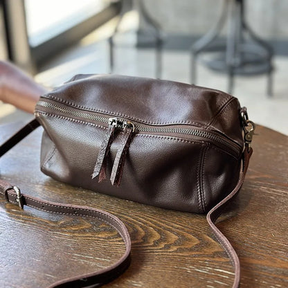 2026 New Leisure Genuine Leather Lightweight Women Shoulder Crossbody Bag Retro Soft Cowhide Versatile Bag