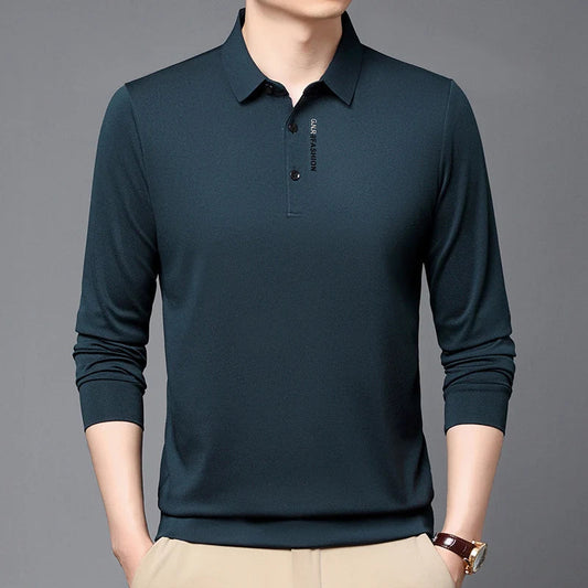 Polo Shirt Men's Spring and Autumn 2024 New Long Sleeved T-shirt Men's Business Casual Inner Top Base Shirt