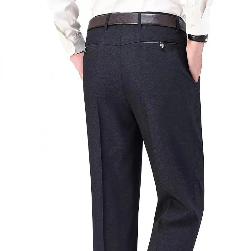 Mens Autumn Thick Summer Thin Business Pants Loose Male Pant High Waist Straight Trousers Casual Fashion Pant Plus Size 28-40