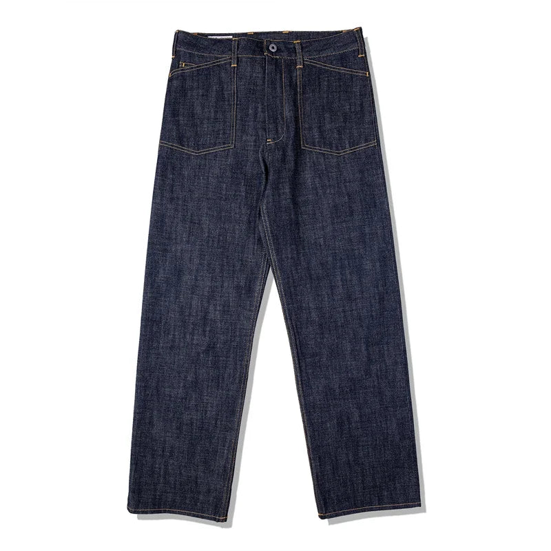 Denim Railroad Pants High Waist Rugged Style Selvage Jeans Back Buckle