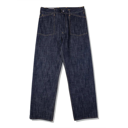 Denim Railroad Pants High Waist Rugged Style Selvage Jeans Back Buckle
