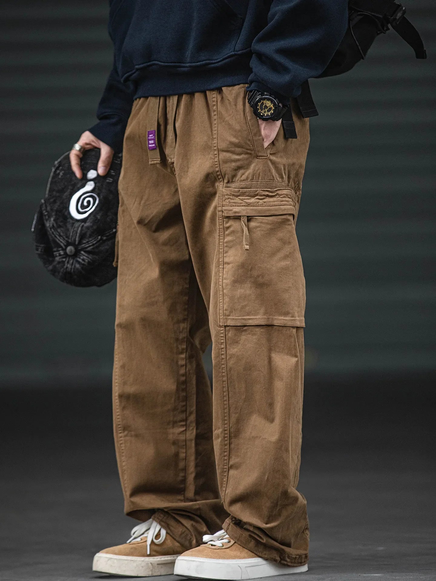 Oversized Baggy Vintage Washed Cargo Pants Men Loose Fit Multi Pocket Straight Leg Retro American Style Streetwear Utility Pants