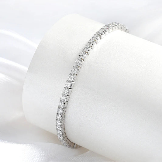 Bracelets de tennis élastiques Moissanite 3mm pour femmes hommes en argent sterling 925 pur, incrustés de diamants étincelants, vente en gros