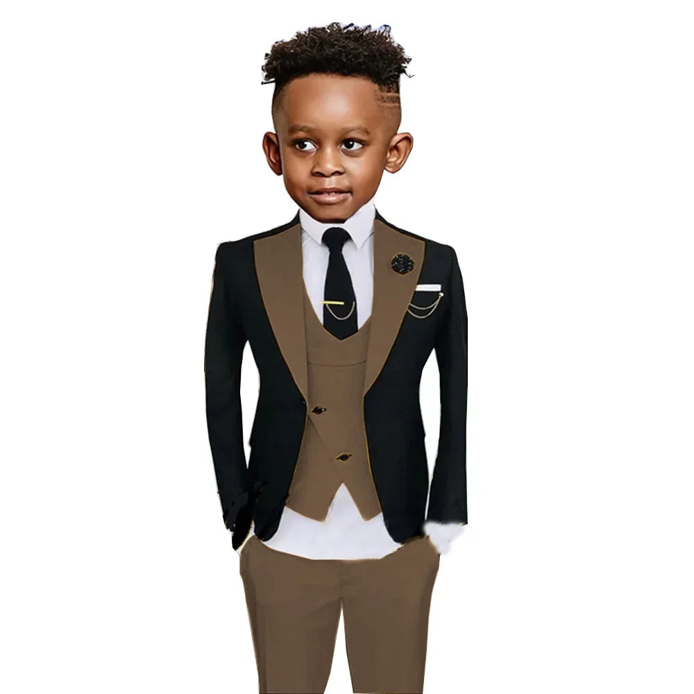 Colorful Kids Fashionable Suit Set 3 Pieces Performance Costumes High Quality Boys Suits Wedding Guest Tuxedo 2-20T