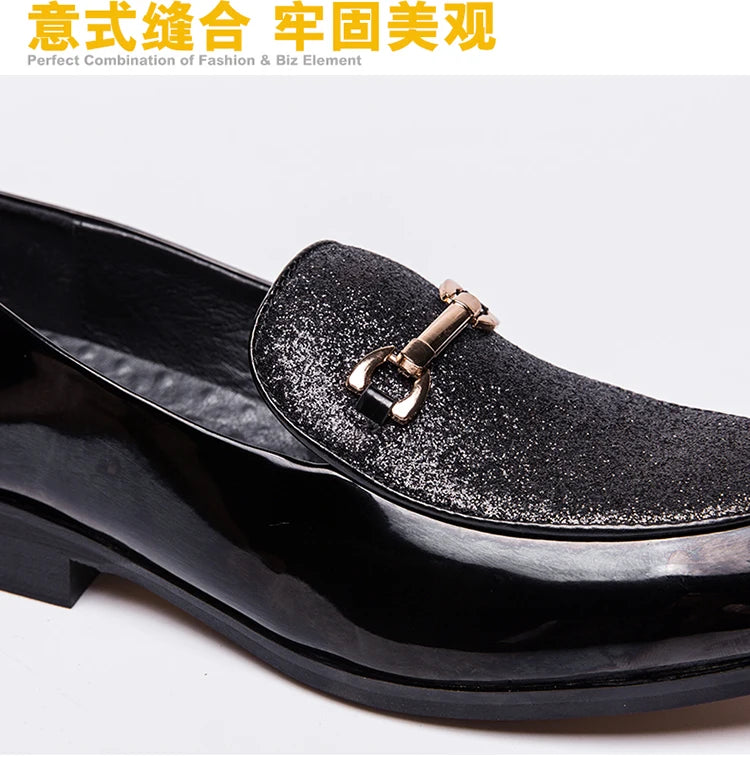 Men's pointed suede formal shoes, retro new patchwork loafers mixed with slipper shoes, wedding dress leather shoes