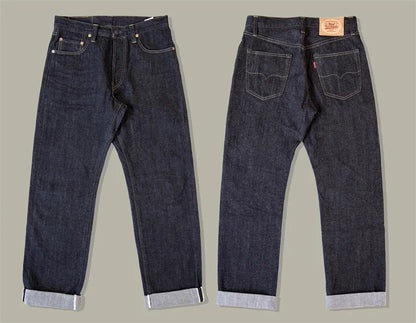 Black Jeans Straight Fit 14.5oz Selvedge Denim Pants Rinsed