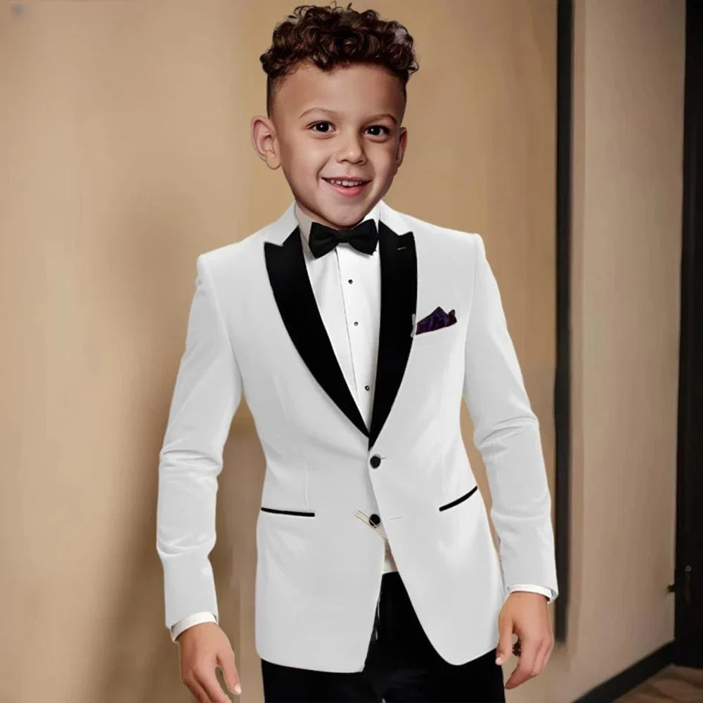 Fashionable Velvet Collar Boys Slim Fit Suits 2 Pieces Host Costumes,Elegant Formal Kids Suit Set Birthday Party Outfit 2-20T