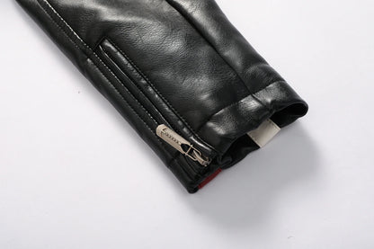 Men's Motorcycle Racing Suit PU Leather Label Color Jacket