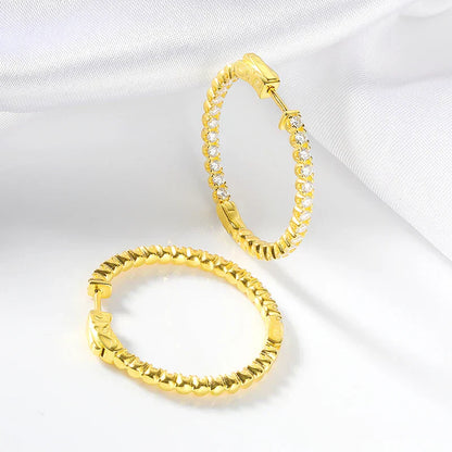 2mm D Vvs1 Full Moissanite Hoop Earrings for Women 925 Sterling Silver Plated 18k Gold Simulated Diamond Ear Jewelry