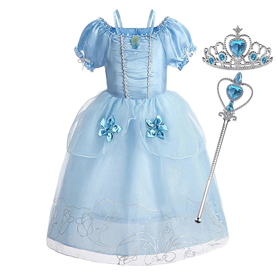 2026 Girls Costume Sleeping Beauty Aurora Princess Party Rapunzel Halloween Snow White Cosplay Costume Kid Cinderella Dress up