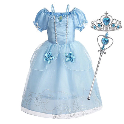 2026 Girls Costume Sleeping Beauty Aurora Princess Party Rapunzel Halloween Snow White Cosplay Costume Kid Cinderella Dress up