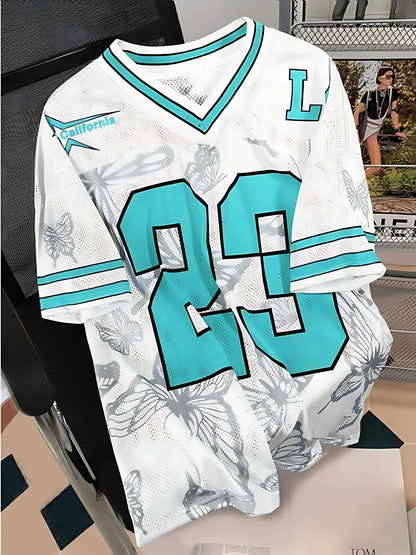 2025 Summer New Men's T-shirt Casual sporty breathable and lightweight V-neck men's T-shirt